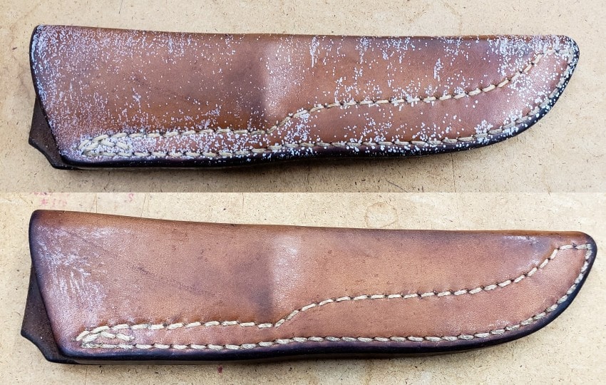 Moldy & Cleaned Sheath side by side